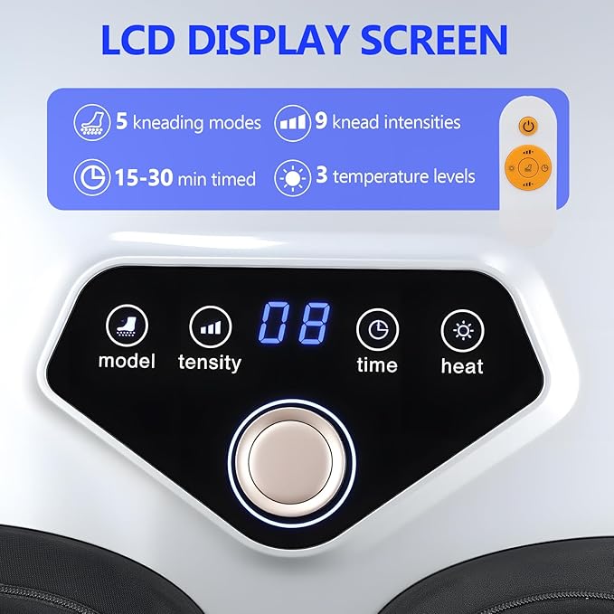 Foot Massager with Heat Shiatsu Foot Massage Machine with Remote 3 Heat Levels Multi-Mode Massage Auto-Off Timer Deep Kneading Rolling Massager for Plantar Fasciitis Fatigue Relief