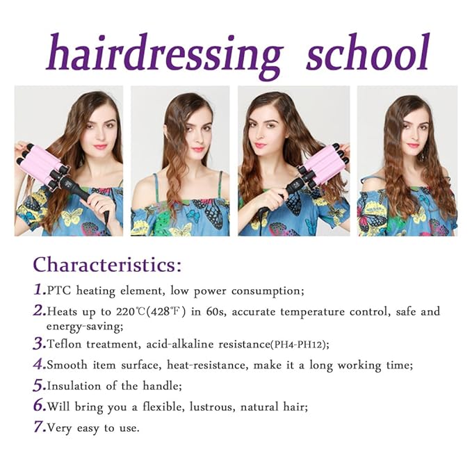 3 Barrel Curling Iron Hair Curling Wands Hair Curler 25mm Curl Hair Styling Irons Hair Crimper Deep Waver for Curler with Temperature Control 1inch Curl for All Hair Type