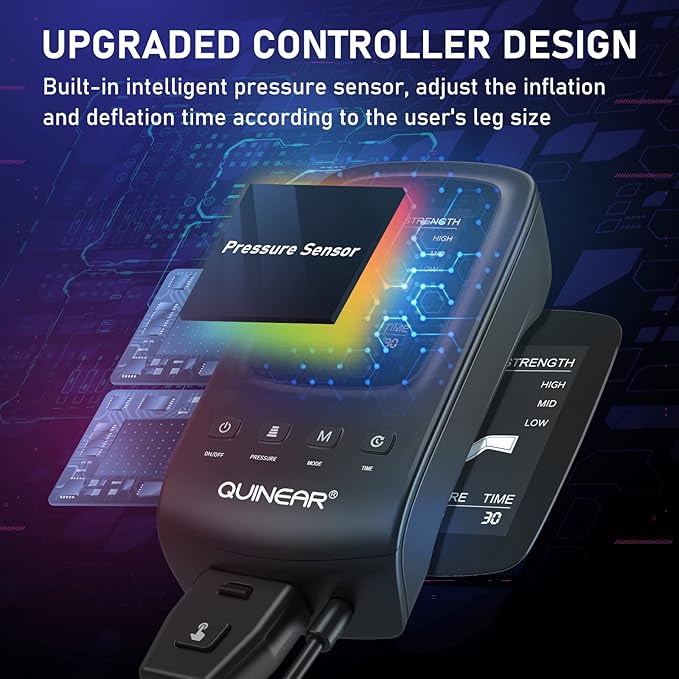 QUINEAR Air Compression Recovery System Professional Sequential Device for Massage Therapy Foot and Leg Recovery Boots to Improve Circulation for Athletes FSA-HSA Eligible (Large)