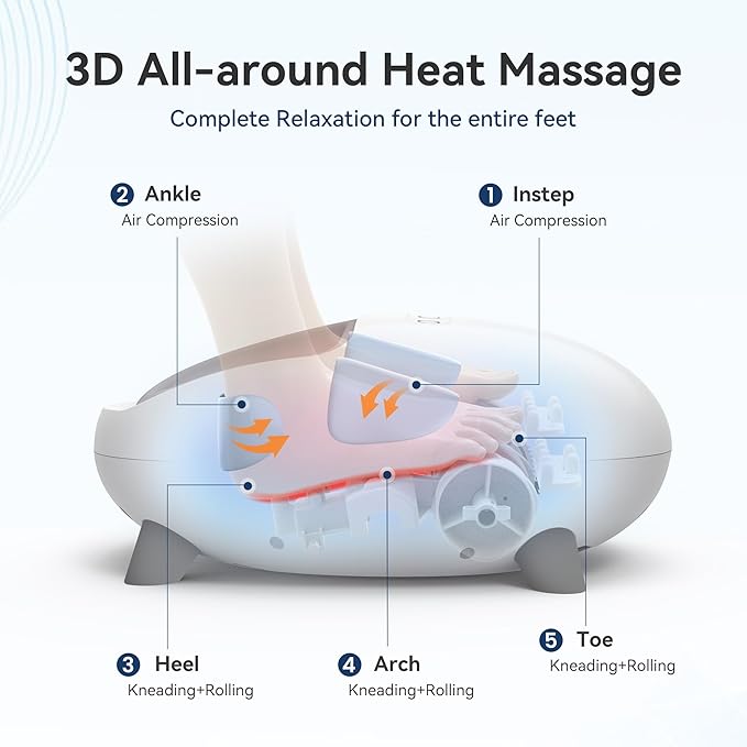 COMFIER Shiatsu Foot Massager with Heat Kneading and Vibration Heated Foot Feet Massager for Neuropathy Plantar Fasciitis