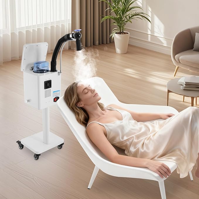 Nano Hair Steamer 110V 1600W Professional Micro-Mist Hair Steamer Mobile Salon Spa Equipment for Deep Hair Care Standing Salon Hair Processor Machine Temperature &amp Mist Intensity Adjustable