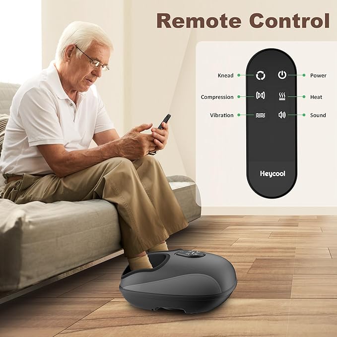 Shiatsu Foot Massager Electric Foot Massager Machine with Heat Deep Kneading Compression Vibration Remote Control Feet Massager for Neuropathy Plantar Fasciitis Size 13