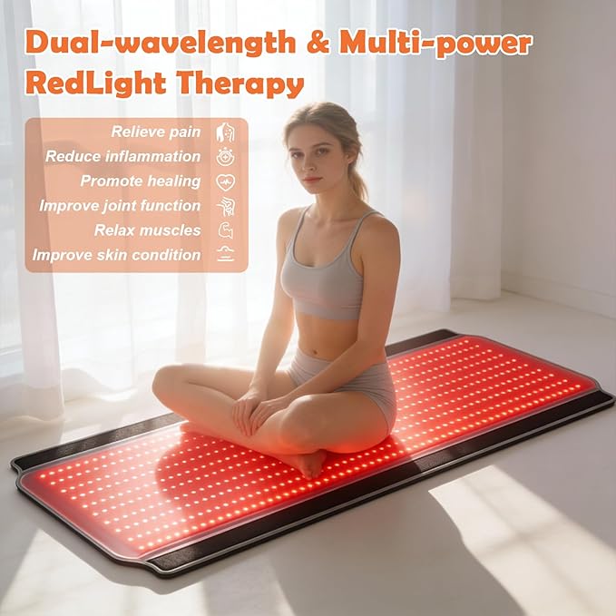 Full Body Red Light Therapy Mat 59.1*25.6 Whole Red Light Therapy Pad for Body with 660nm &amp 850nm 600 LEDs redlight Blanket with Adjustable Timer &amp Intensity Gifts for Women Men and Pet