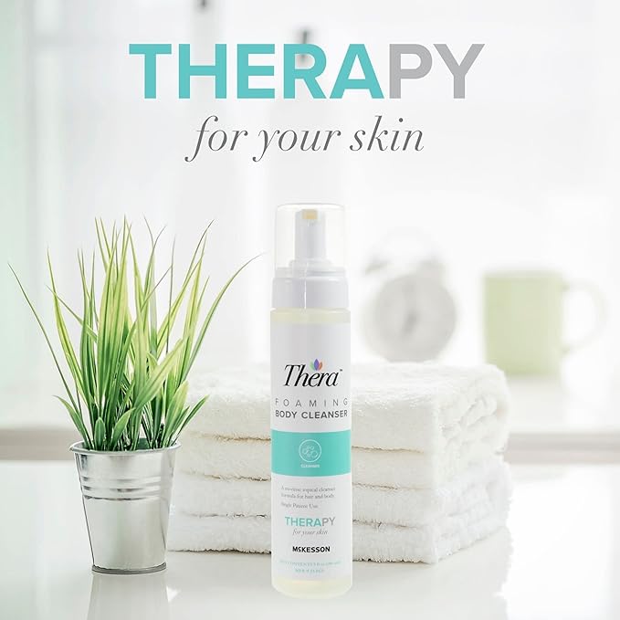 Thera Foaming Body and Hair Cleanser Rinse-Free Exfoliating Foam 9 oz 12 Count