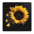 Sunflower on Black Background Scale for Body Weight Anti-Slip Digital Bathroom Scale Sturdy Toughened Glass Weighing Scales High Precision Safe Rounded Corners Smart Scales