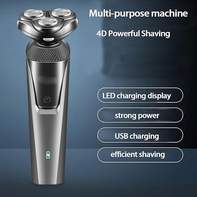 Electric Shaver Men‘s Electric Shaver Three-Head Three-in-one Shaver Set Electric Nose Hair Side Hair Beard Trimmer Washable USB Rechargeable Trimmer