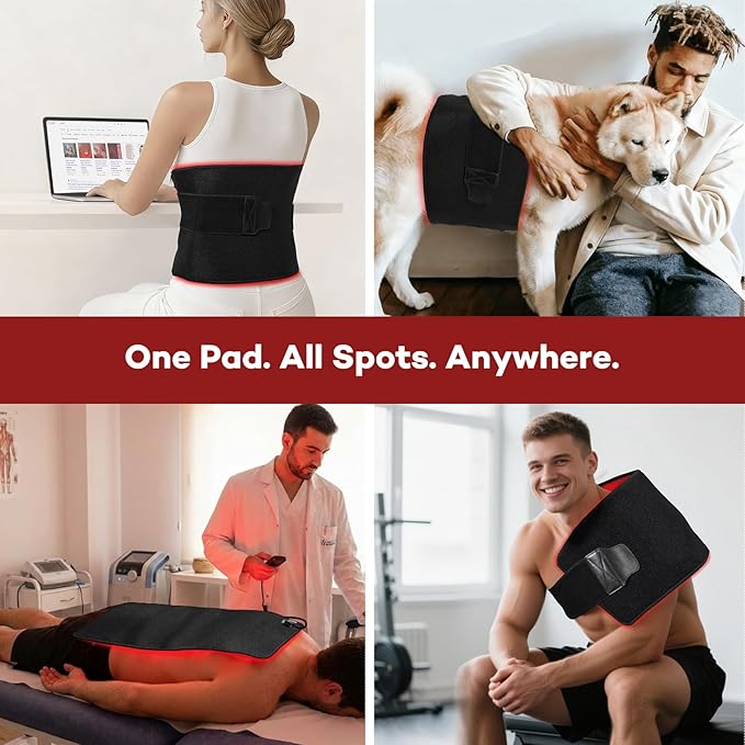 Ezona Red Light Therapy Pad for Body Pain 24 x 12 inch Large Infrared Light Therapy with 660/ 850nm for Back Relief High-Output 242 LEDs Light with Remote Control for Shoulder Waist Knee Muscle