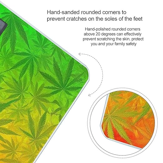 Smart Scale for Body Weight Digital Bathroom Weighing Scale Energy Saving Scale Rasta Flag Leaves Weedleaf Pattern
