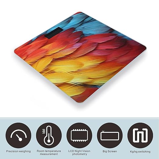 Fantastic Parrot Feather Bathroom Scale Large LCD Backlight Display Digital Scale Rounded Corners Body Scales Automatic Power On/Off Bathroom Scales for Home Bedrooms