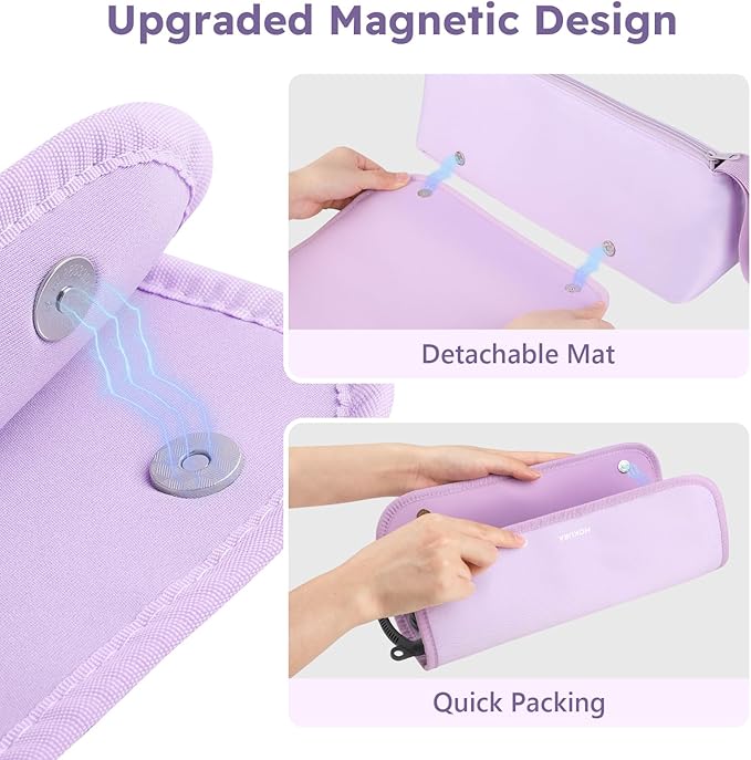 MOKURA Hot Hair Tools Travel Bag with Heat Resistant Mat Removable Hair Accessories Organizer Case Women Travel Essentials Storage Pouch for Curling Iron Straightener Flat Iron Hair Dryer Purple