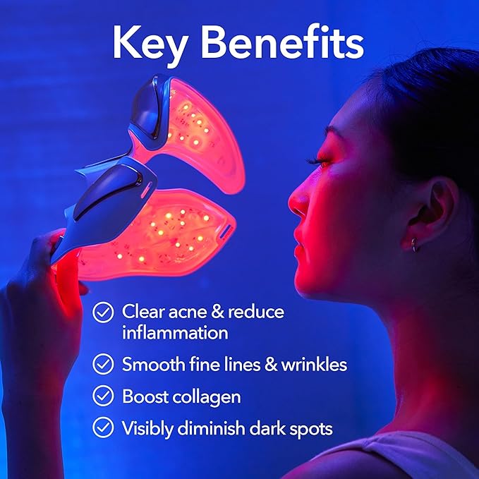 Dr. Dennis Gross DRx SpectraLite FaceWare Pro – LED Face Mask for Skin Rejuvenation with Dual Red &amp Blue Light Therapy FSA HSA Eligible