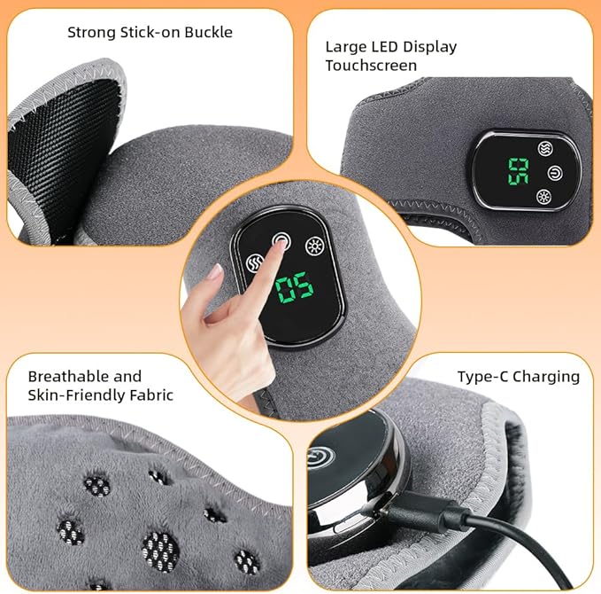 2Pcs Foot and Ankle Massager with Heat Portable Heated Wrap 3 Vibration Modes and 5 Heat Settings USB Charging Ideal for Home and Travel