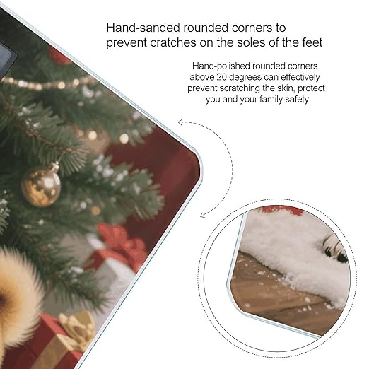 Christmas Shiba Scale for Body Weight Sturdy Tempered Glass Weighing Scales with LCD Display Accurate Digital Bathroom Scale Convenient Body Fat Smart Scales Easy Read