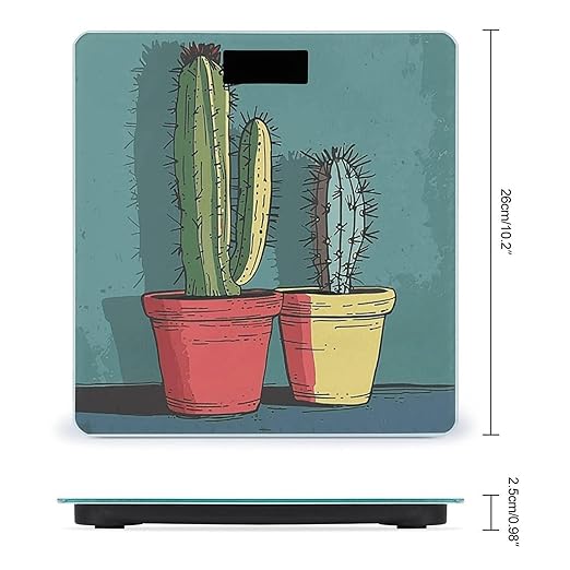Cactus in Jar Dish Scale for Body Weight Highly Accurate Digital Bathroom Body Scale Digital Bathroom Scales for People Anti-Slip Large LCD Display Smart Scales
