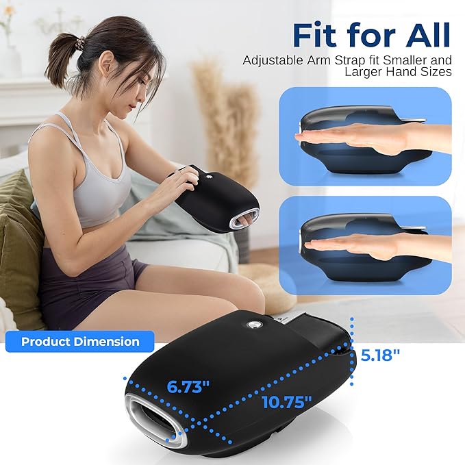 SereneLife Hand Massager with Heat and Compression with Kneading 6 Modes 6 Intensity Levels 3 Timer Settings for Hand Relaxation Stress Relief and Muscle Tension Relief