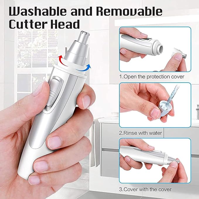 Ear and Nose Hair Trimmer Clipper - 2020 Professional Painless Eyebrow and Facial Hair Trimmer for Men and Women Battery-Operated IPX7 Waterproof Dual Edge Blades for Easy Cleansing