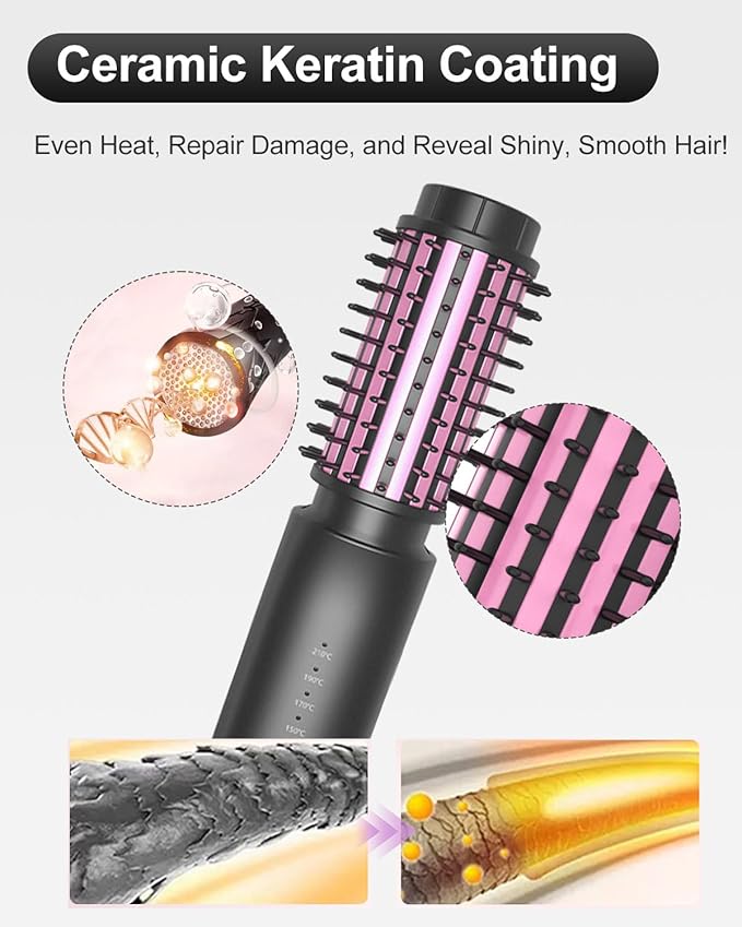 Cordless Hair Curler Bestauty 1.5 Cordless Curling Iron Rechargeable 2 in 1 Travel Hair Curler &amp Hair Straightener Brush 4 Adjustable Temperature 300°F-410°F for Curl/Smooth/Fluffy/Flip-Out Bl