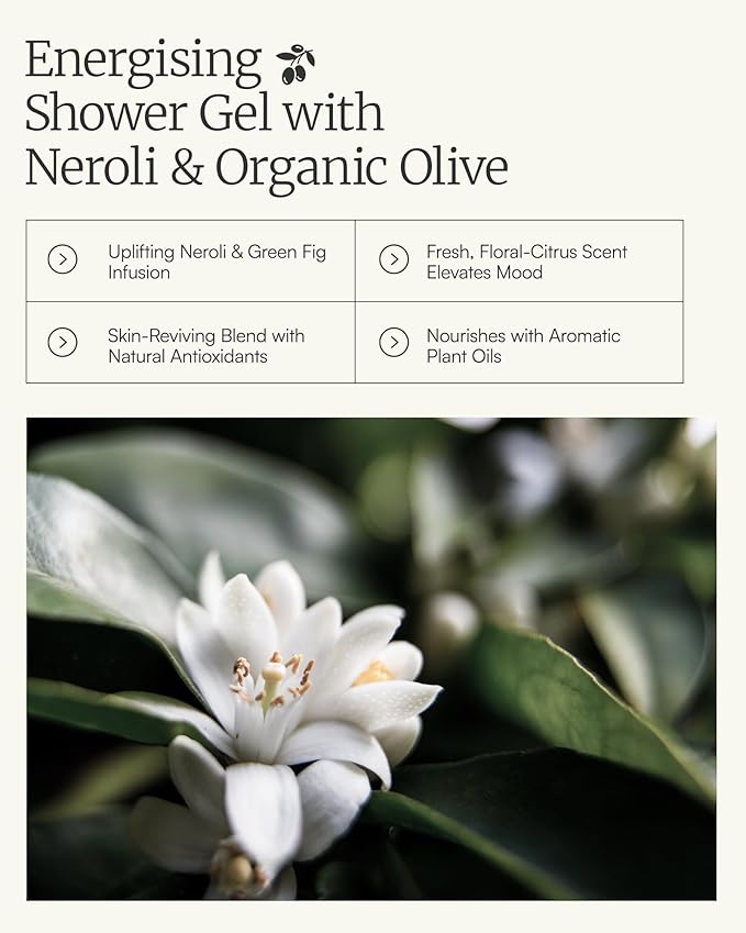AEOLIS Refreshing Shower Gel with Neroli and Olive Leaves – Greek Olive Oil Shower Gel for Men &amp Women – Clean Beauty Body Cleanser – Natural Skincare from Greece – Invigorating Body Care 9.12 Fl