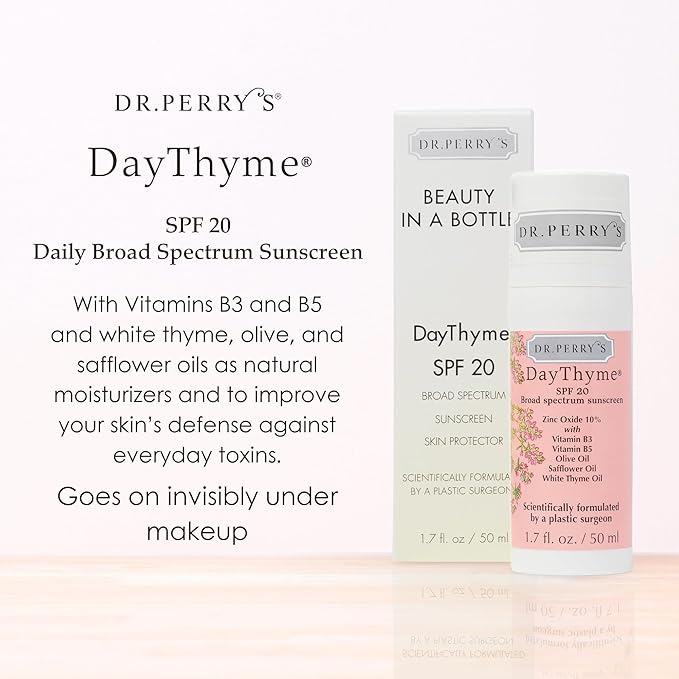 Dr. Perry’s DayThyme SPF 20 Daily Broad Spectrum Sunscreen with Zinc Oxide and Vitamins B3 B5