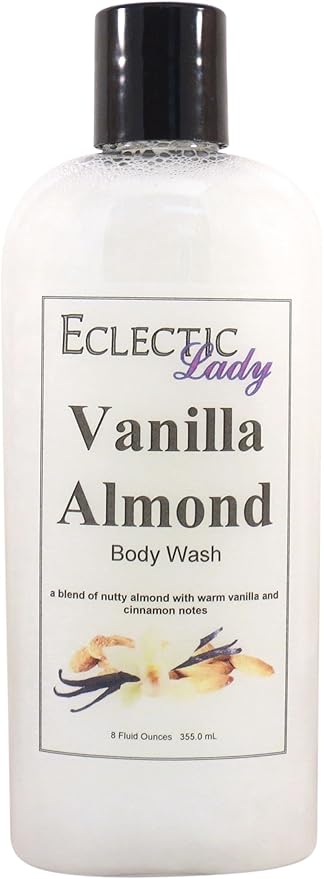 Eclectic Lady Liquid Pearl Body Wash - Vanilla Almond Scent 3-in-1 Use For Bubble Bath Hand Soap &amp Body Wash Phthalate-Free Vanilla Almond Fragrance Handcrafted in USA (8 oz)