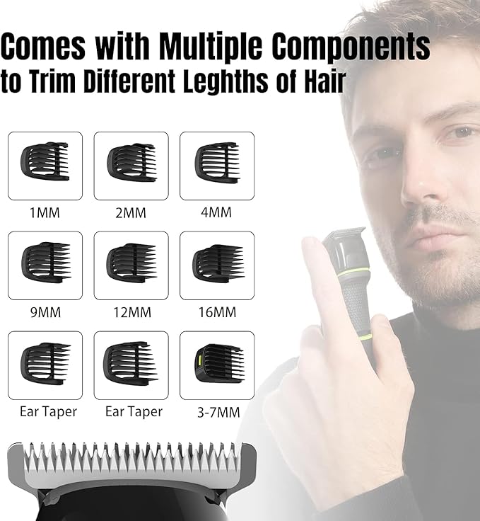 Beard Trimmer for Men Electric Trimmer and Shaver 14 in 1 Wet/Dry Waterproof USB Type-C Professional Hair Clippers Mustache Trimmer Body Nose Ear Face Trimmer Gifts for Men