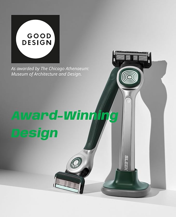 DORCO SLEEK 6 Blade Razor for Men with 7 Cartridges | Men's Cartridge Razors with Razor Handle and Smooth Shaving Blades | Men’s Razors with Multi-Flex Technology