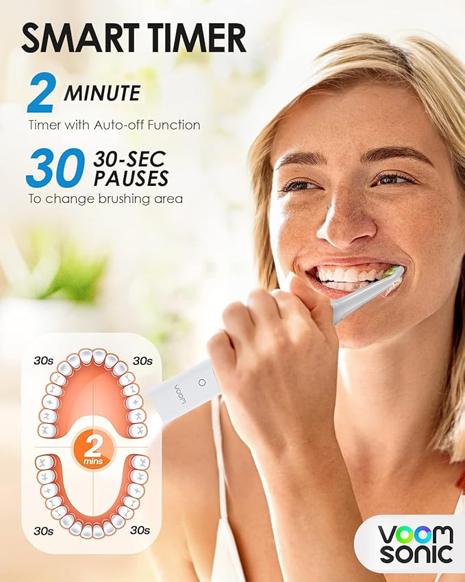 Voom Sonic Pro 7 Electric Toothbrush for Adults Sonicare Electric Toothbrush with 40000 VPM w/ 5 Deep Clean Modes Rechargeable Toothbrushes Fast Charge 4 Hours Last 8-Weeks