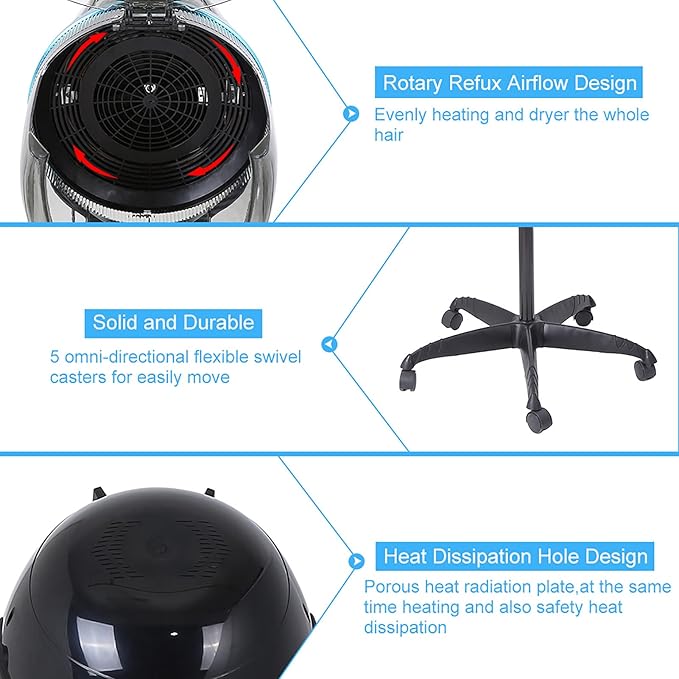 Adjustable Professional Stand Hair Dryer for Salon Styling Portable Hair Dryer with Wheels