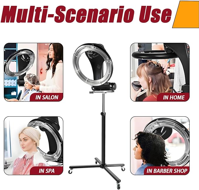 950W Orbiting Rotating Hair Treatment MachineSalon Hair Perming Machine with Rolling BaseHeavy Duty Salon Equipment - Easy to Use Hair Processor Upright
