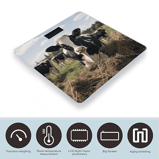 Cute Cows Smart Scale for Body Weight Accurate Bathroom Scale with LED Display Digital Weight Scales Weighing Machine High Precision Scales for Bath Home