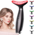 7 Color Galvanic Machines - Red Light Therapy for Face and Neck Face Massager Tool for Wrinkles Double Chin Vibrating Facial Massager with Thermals Black