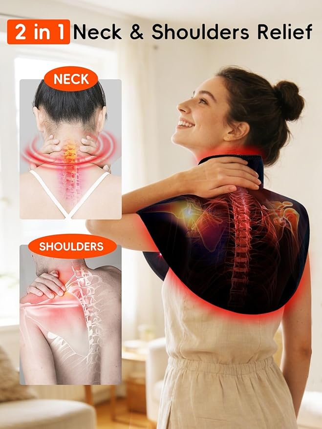 Sales Clearance All-in-One Cordless Red Light Therapy for Neck Shoulders and Back 850nm Infrared Therapy Heating Pad with Timer for Joints &amp Muscle Relaxation Easy Clean