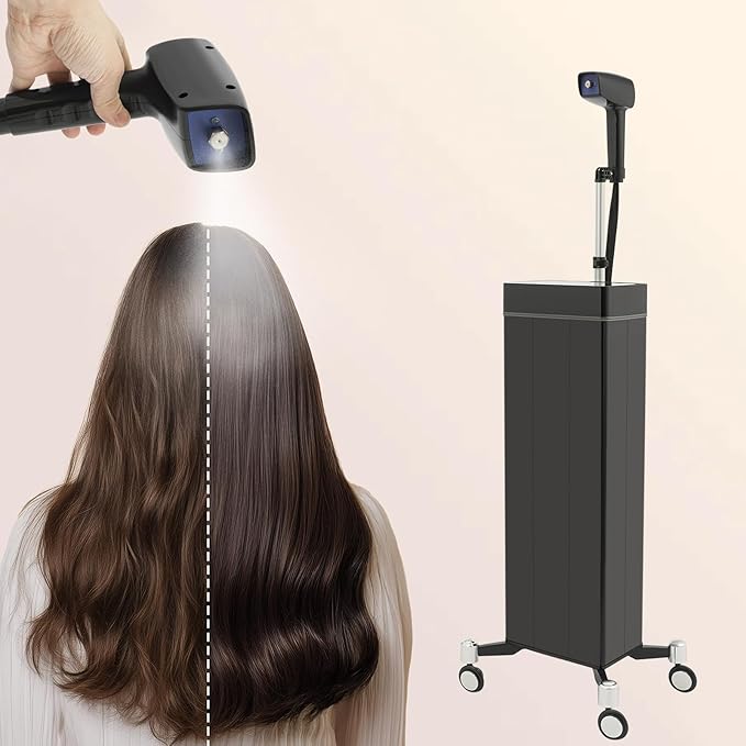 Professional Nano Hair Steamer Machine 1200W Standing Hair Steamer for Deep Conditioning w/ 10-Level Mist &amp Adjustable Height LED Touch Screen &amp 500ml Water Tank (Black)