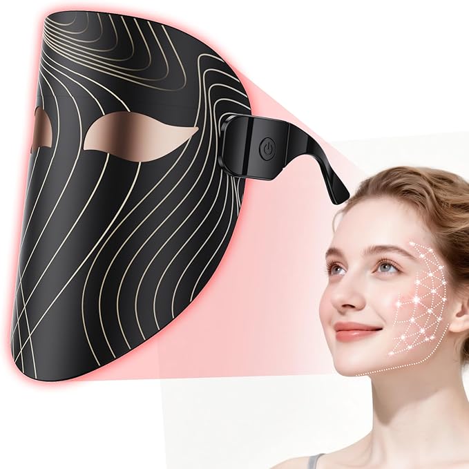 LED Light Therapy MaskPortable Red Light Therapy Face Mask Hands-Free Rechargeable LED Device for Facial Skin
