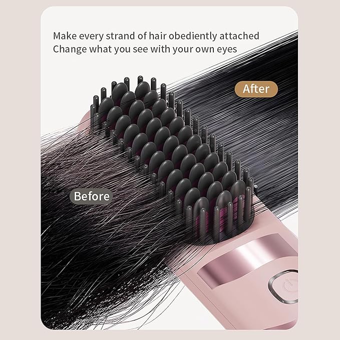 Safe Efficient Hair Straightener Brush ABS Ergonomic Design Portable for Men Women All Styles Portable Hair Straightener