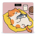 Fat Cat Printed Weight Scale Cute Bathroom Scale for Body Highly Accurate Digital Weighing Machine for People Compact LCD Display Scales with Sturdy Toughened Glass Scales