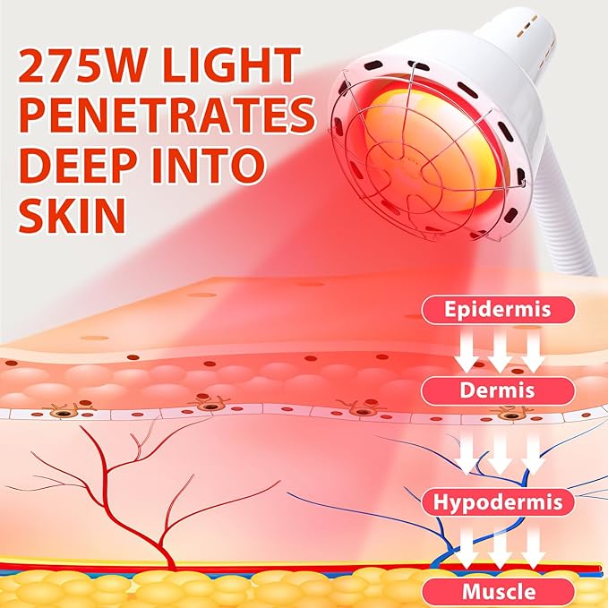 Infrared LightWhite 275W Near Red Infrared Heat Lamp for Relieve Joinpt Pain and Muscle Aches