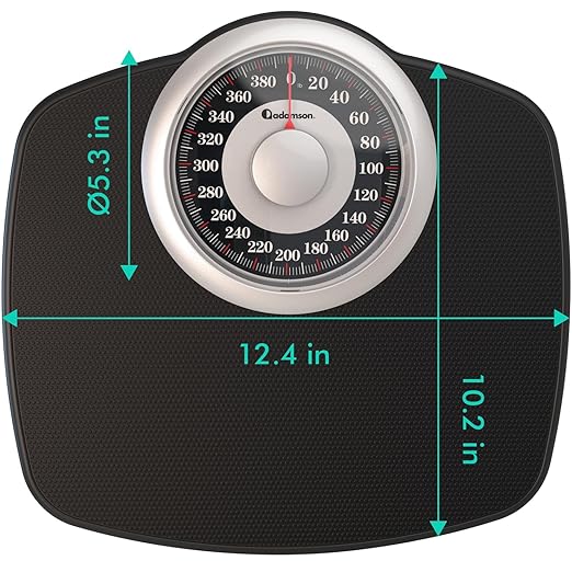 Adamson A25 Scales for Body Weight - Up to 400 LB - New Version - 5.3 Dial on 12.4 x 10.2 Platform - Anti-Skid Rubber Surface - High Precision Bathroom Scale Analog - Durable with 20-Year Assurance