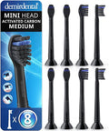 demirdental Active Charcoal Mini Medium Replacement Brush Heads Compatible with Philips Sonicare – Small Black Toothbrush Heads for Daily Natural &amp Precision Cleaning – Replaces HX4088mb – 8 Pack