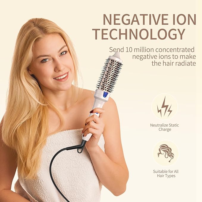 K&ampK Thermal Brush Blowout Express 1.5 Inch Negative Ion Thermal Round Brush Creates Blowout Look Makes Hair Shinier &amp Smoother Dual Voltage Easy to Use