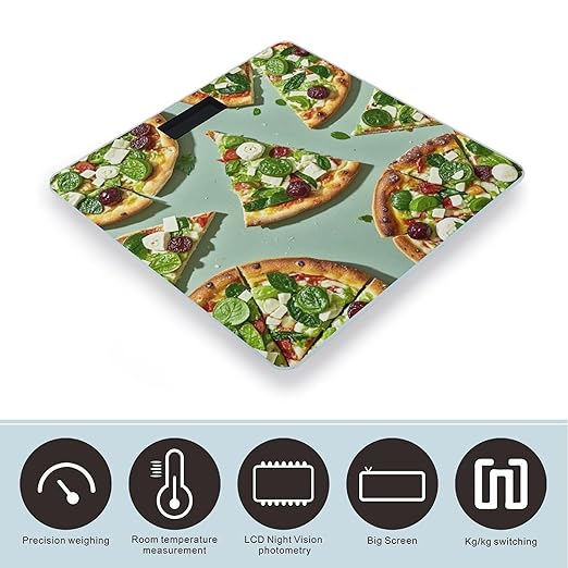 Green Pizza Slices Scale for Body Weight Smart Scales Digital Bathroom Scale High Precision Weighing Scales with Large Display Weighing Machine for People