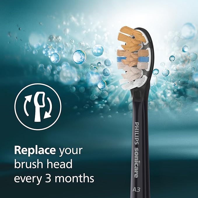 Philips Sonicare A3 All-in-One - Genuine Replacement Electric Toothbrush HeadsBlack One Year SupplyHX9094/95(Pack of 8)