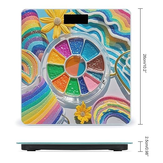 Rainbow Palette Scale for Body Weight Highly Accurate Digital Bathroom Body Scale Digital Bathroom Scales for People Anti-Slip Large LCD Display Smart Scales