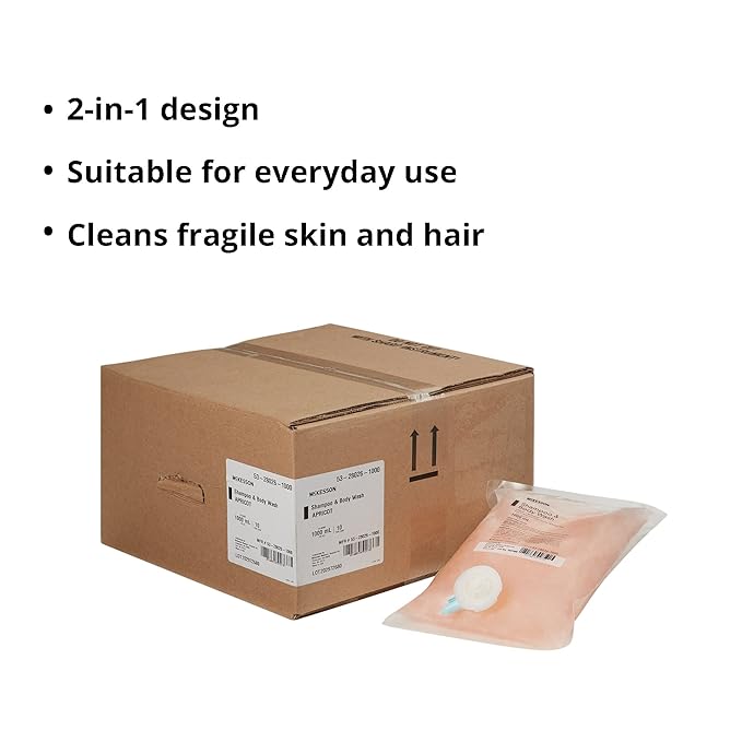 McKesson Body Wash and Shampoo Refill Bag Apricot Scent 1000 mL 10 Count