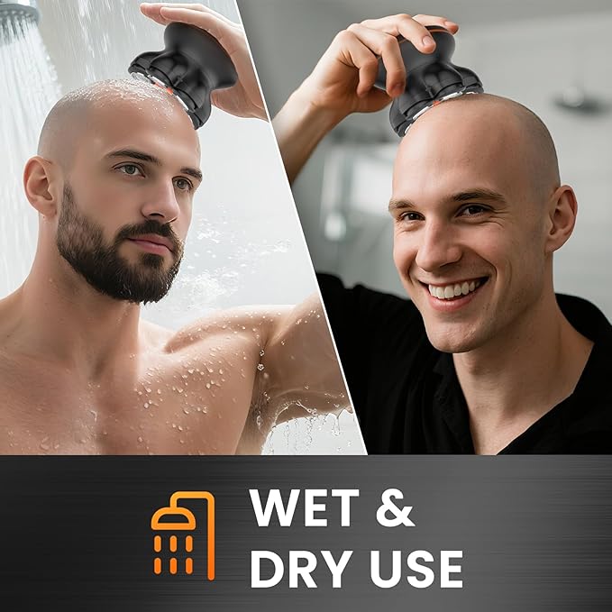 7D Head Shaver for Bald Men Electric Razor with Upgraded Flexible Blades Long Battery Life IPX6 Waterproof LED Display Ergonomic Design Rechargeable 2 Speed Settings Easy to Clean