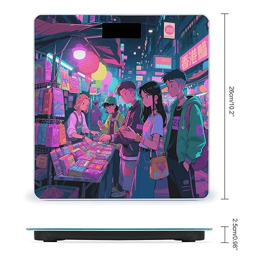 Youth in HK Night - Market Weight Scale Large Digital Bathroom Scales with Bright LED Display Non Slip Digital Scale and Step On Fashion Weighing Machine for Body