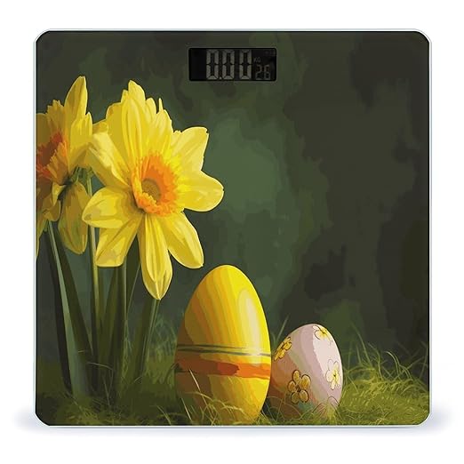 Yellow Flower and Egg Bathroom ScaleHighly Accurate Digital Weighing Machine for People Bright LED Display Weight Scale for The Aldult Home Use