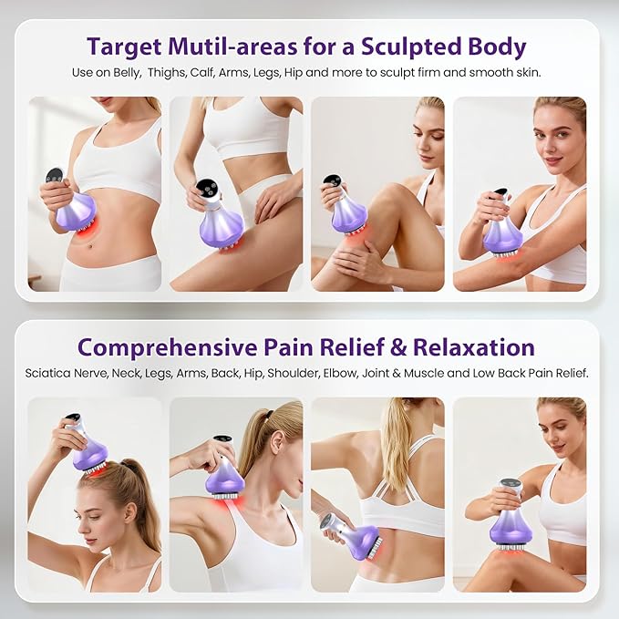 Lymphatic Drainage Massager Anti Cellulite Massage Tool For Thigh &amp Belly Stretch Marks &amp Cellulite Reduction Handheld Massage tools for Sciatica Nerve Legs Arms Hip Muscle Low Back Pai