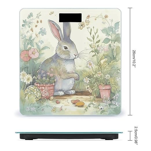 Garden Bunny Scale for Body Weight Precision Bathroom Weighing Scales with Back Lit LCD Display Sturdy Tempered Glass Body Weight Scales Digital Bathroom Scale 400lb