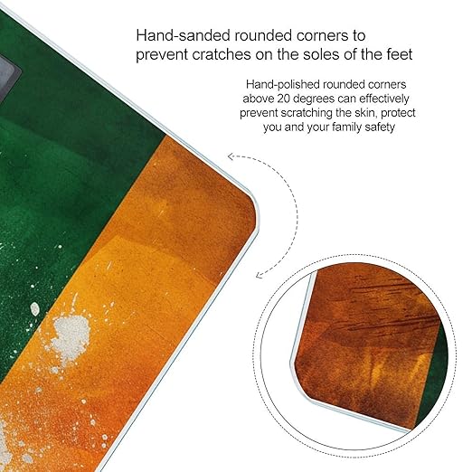 Orange and Green Pattern Smart Scale for Body Weight Accurate Bathroom Scale with LED Display Digital Weight Scales Weighing Machine High Precision Scales for Bath Home